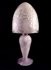 GOUJON & PEDEMAY – ETS NANCÉA : LAMPE CHAMPIGNON ART DÉCO EN VERRE GRAVÉ 1930