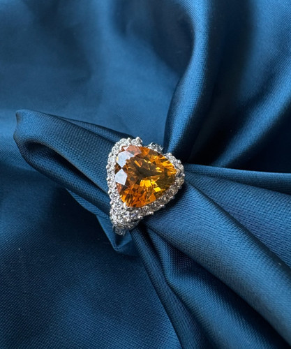 Bague citrine diamant - citrine,