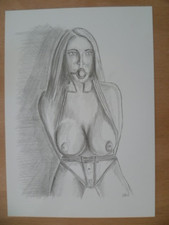 DESSIN A4 EROTIQUE NU FEMININ  NUDE EROTIC  DRAWING