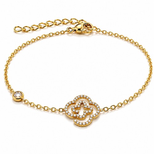 Bracelet trèfle zircon doré - trèfle,