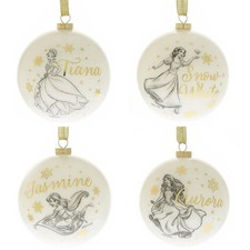 Boules De Noël Disney Princess 80MM Or Pailleté - Choisissez Le Design