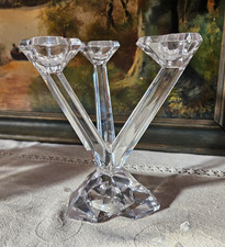 CHANDELIER BOUGEOIR 3 BRANCHES EN CRISTAL VILLEROY ET BOCH  BEL ETAT