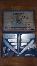 JOUET ANCIEN ALUMINIUM COFFRET AVIATION MODERNE ANNÉES 30 AVION DE CHASSE RM