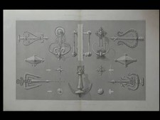 FERRONNERIE, PORTE, HEURTOIR - 1867 -GRAVURE ARCHITECTURE - TOLEDE SEGOVIE
