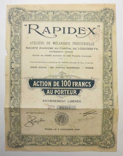 Action ancienne rapidex - :,