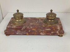 ancien Encrier de bureau en  Marbre et Bronze époque Napoléon III