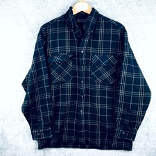 Vintage Saville Row Chemise Flanelle Homme M Bleu Blanc Carreaux Corée Boutonné