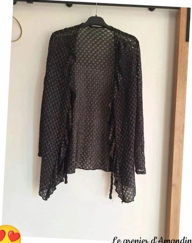 Gilet noir effet dentelle - , t36