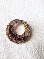 Pendentif vintage ART DECO en cristaux rose clair et violet - Années 50