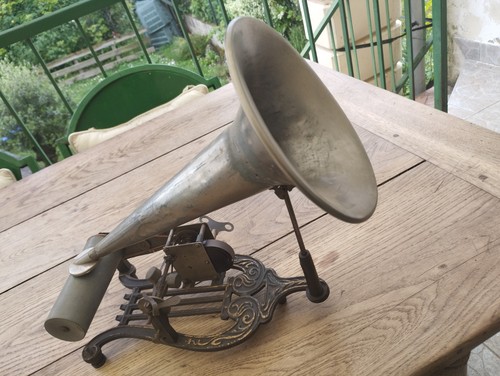 Phonographe lyre cylindres - phonographe, cylindres.