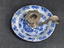 Bougeoir Argent Etouffoir Porcelaine Chinoise XVIIIe Qianlong Monture Pays-Bas