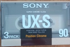 3 cassettes audio SONY UX-S  TYPE I1 CHROME Tape NEUVES sous blister