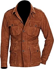 Manteau homme en cuir daim