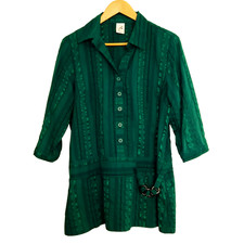 Tunique chemise chemisier vert. Manches 3/4. Jacqueline Riu. Taille 46