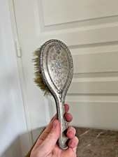 Ancienne Brosse Cheveux Bébé Métal Argenté