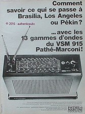 PUBLICITE PATHE MARCONI LA VOIX DE SON MAITRE VSM 915 POSTE DE 1966 FRENCH AD