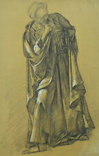 Ancien tableau dessin portrait d'homme école française  renaissance AUG. BIGAND