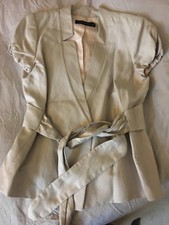 ZARA BLAZER NUDE ROSE NŒUD GUÉRTEL MANCHES COURTES CRAVATE LIN TOP DRESS 36 38 S MIU