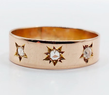 Bague jonc or rose 18k diamants taille roses serti étoilé (circa 1900)