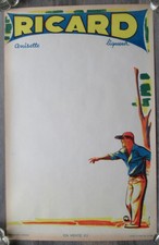 RICARD - ANCIENNE AFFICHE ORIGINALE NEUVE PETANQUE - 50' G. POTIER - 50 x 32 cm