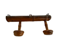 ANCIEN PORTE MANTEAU BOIS 2 PATÈRES IMITATION BAMBOU VESTIAIRE CHAPELIER ÉCOLE 