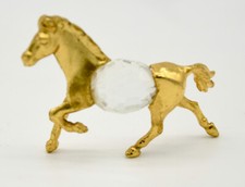 figurine de Cheval en cristal taillé biseauté ornement en métal doré