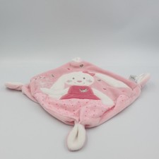 Doudou plat carré - rose, lapin