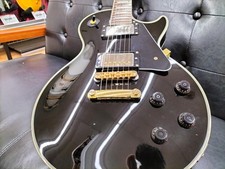 Guitare électrique Burny RLC-55 Les Paul Custom noire d'occasion du Japon san...