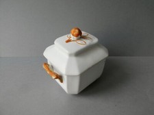 sucrier, pot couvert, faïence, porcelaine, poignée fruit, barbotine, fin XIXème