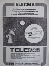 6/1979 PUB ELECMA SNECMA ELECTRONIQUE TELEMESURE TELEMETRIE ORIGINAL FRENCH AD