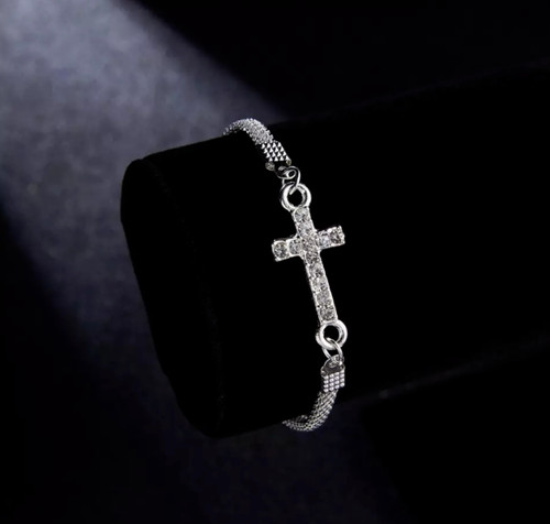 Bracelet croix strass - , religion