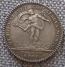  FRANCE TRES RARE token Jeton Marine Louis Jean Marie 1741 Argent Silver.