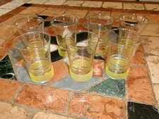 Lot de  7 verres granité  jaune avec liseret  doré vintage -verrines