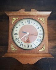 Vintage Très Jolie Horloge Murale JAZ Electronic Cadre en Bois Fonctionnelle