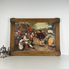 Grand Tableau Chromolithographie Renaissance Peinture Bruegel XVIe 70x92 cm