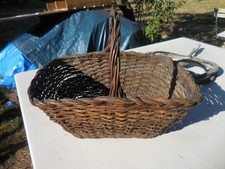 Panier corbeille osier tressé ancien avec anse Déco Campagne Vintage