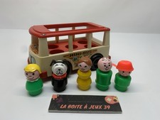 ♠️ Fisher Price - Mini Bus vintage  1969 -  complet  avec 5 Figurines ♠️A1