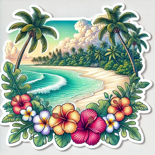 Autocollants hibiscus tahiti - autocollants,