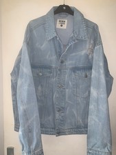 Veste En Jean Homme Oversize Bleu Clair Coupe Destructurée Taille M Neuve