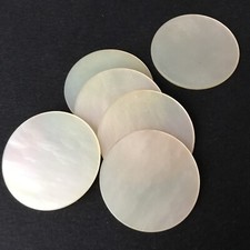 Lot 6 Jetons Anciens Jeu Nacre Poker XIXè Antique French 6 MOP Counters 19th C