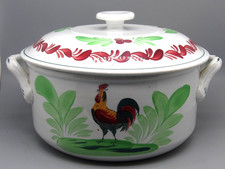 SOUPIERE ou LEGUMIER ANCIEN DECOR AU COQ EN TERRE DE FER CHOISY LE ROI
