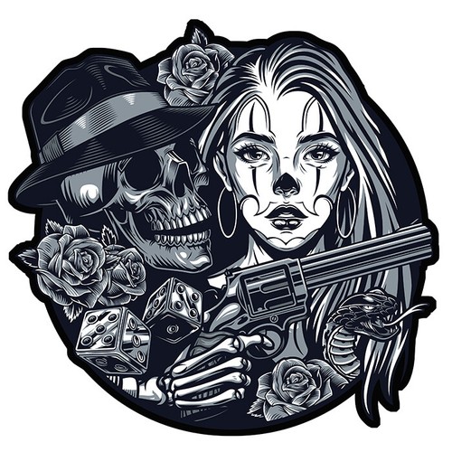 Tete mort colt - tete, roses