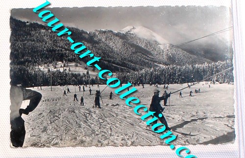 Cpa animé skieur - isere,, col