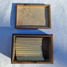 Boîte Ancienne À Jetons De Jeux En Os, Coffret Napoléon Bois Laqué Noir 19ème.N3