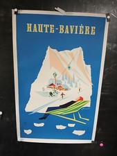 AFFICHE  TOURISME ALLEMAGNE HTE BAVIERE SKI  LITHO ANNEES 1960  100X64CM