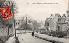 02 CPA ANIMEE 1907 LAON  RAMPE SAINT MARCEL