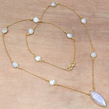 Collier pierre de lune pierre précieuse fécettée fait main bijoux anciens...