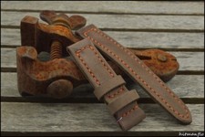 Bracelet nubuck marron fil orange n°19 Oméga,Breitling,Rolex,Seiko,Oris et Yema