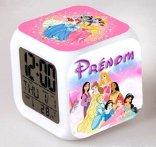 Reveil Digital lumineux Personnalisable Avec Prénom Illustration Princesse
