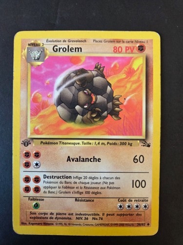 Carte pokémon grolem 1ère - pokémon,